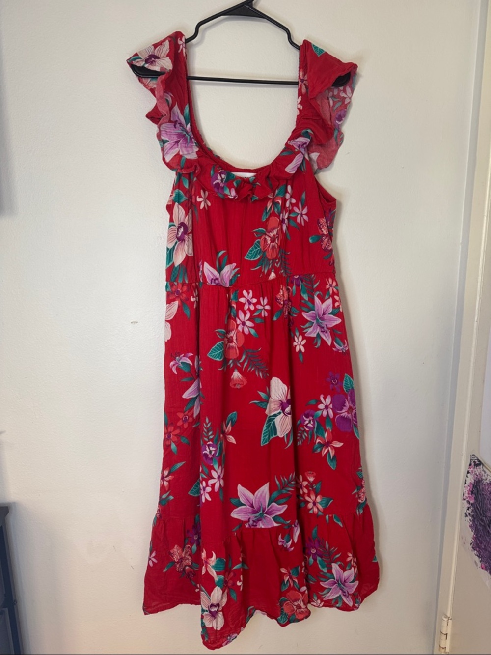 Old Navy Red Floral Ruffled Sundress